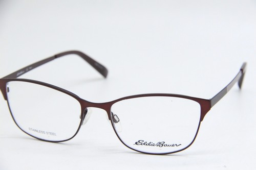 EDDIE BAUER EB 32221 BU BURGUNDY STAINLESS STEEL AUTHENTIC EYEGLASSES 53-17