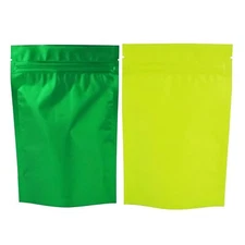 100 Matte Green Mylar Foil Smell Proof Resealable Zipper Seal Stand Up Bags