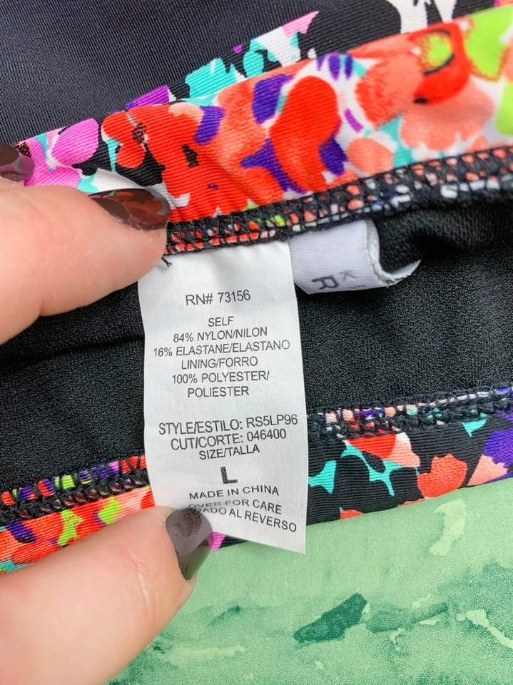 Traje de baño Kenneth Cole RS5LP96 colorido plegable floral parte inferior de bikini negro talla L Foto 3 de 3