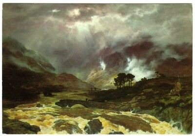 1970er Manchester Kunstgalerien Postkarte Eine Flut in den Highlands Peter Graham