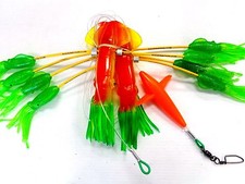Squidnation Flippy Floppy Thing Trolling 9" Mauler Squids Chain - RASTA / GREEN