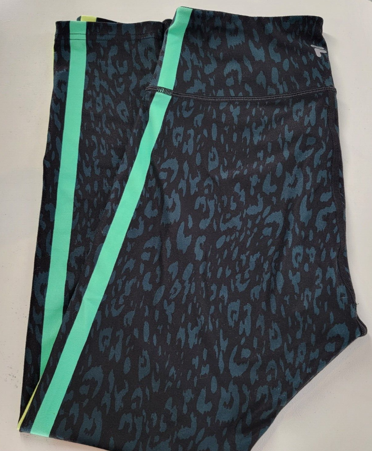 Pantaloni leggings FILA Sport Performance taglia media righe verdi e gialle running
