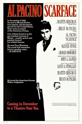 1983 Scarface Movie Poster 11X17 Tony Montana Al Pacino Michelle Pfeiffer   