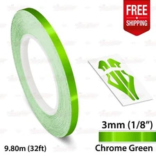 CHROME GREEN 1/8" 3mm Roll PIN STRIPE Car Striping Line TAPE Decal Vinyl Sticker
