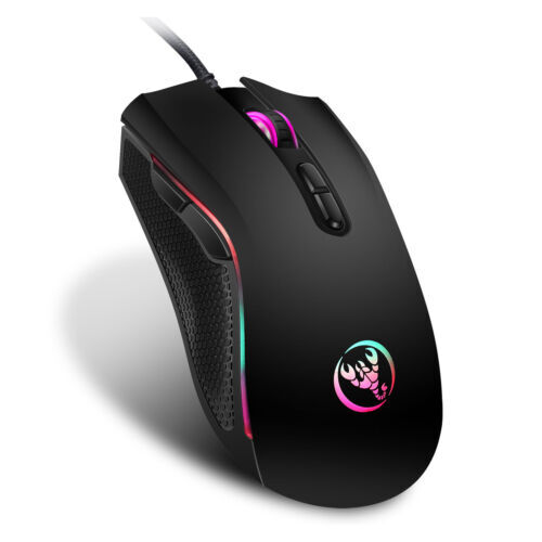 Wired USB Corded Computer Mouse Black Easy Click for Laptops PCs Office Home