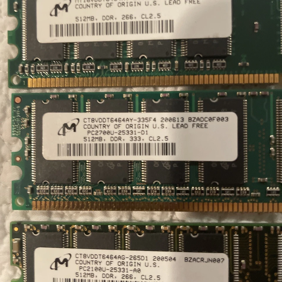 3-512MB 2x256MB DDR-400 CRUCIAL/MICRON CT3264Z265 One ProMos 512MB DDR400 MHz - Image 3 of 4