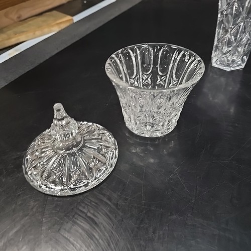 8pc Crystal Glass Sample Lot Miniatures Clear Heavy Thick Cut Pressed Lead Vase - Picture 5 of 17