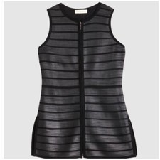 Etcetera Accent Blouse Genuine Leather & Suede Vest Sz 10 Wmns Nwt$398 Ma