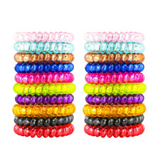 50pcs Spiral Hair Ties For Women Phone Cord Ponytail Holders Colorful Hair Coils