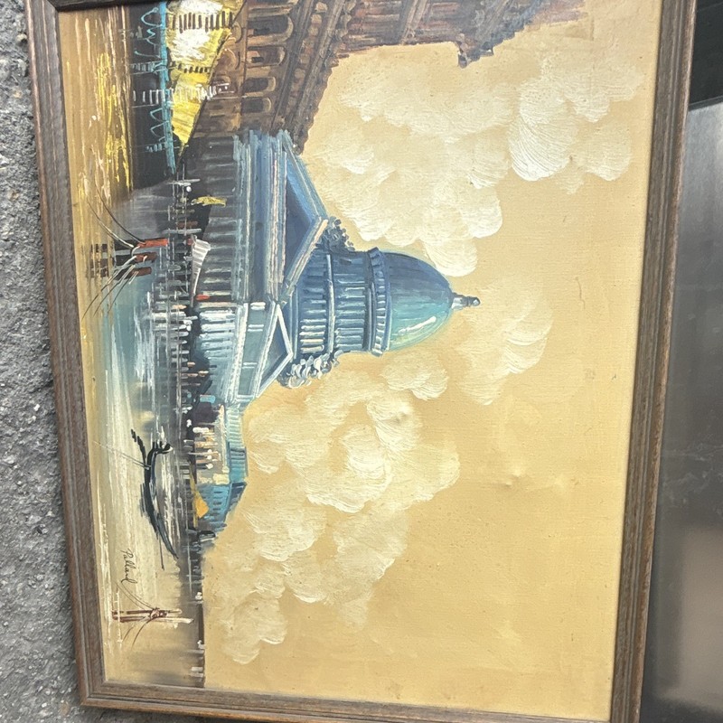 T. H. Burch Framed Signed Impressionist Cityscape Capitol Architecture Painting