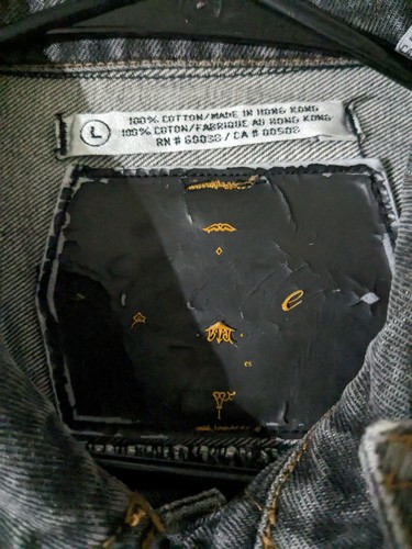 VTG Code Bleu Trucker Jacket Men L Gray Denim Dark Wash Faded Relaxed Biker READ - Picture 10 of 11