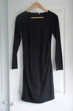MATERNITY DRESS, GEORGE, SIMPLE BLACK SHIFT, LONG-SLEEVE, COTTON,  S: 8 VGC