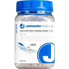 JONARD TOOLS RJ45-650 RJ45 CAT6 Pass-Through Connectors, PK 50