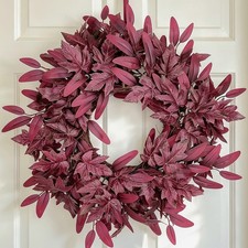 24" Fall Front Door Wreath Maroon Maple Leaves Harvest Thanksgiving Decor