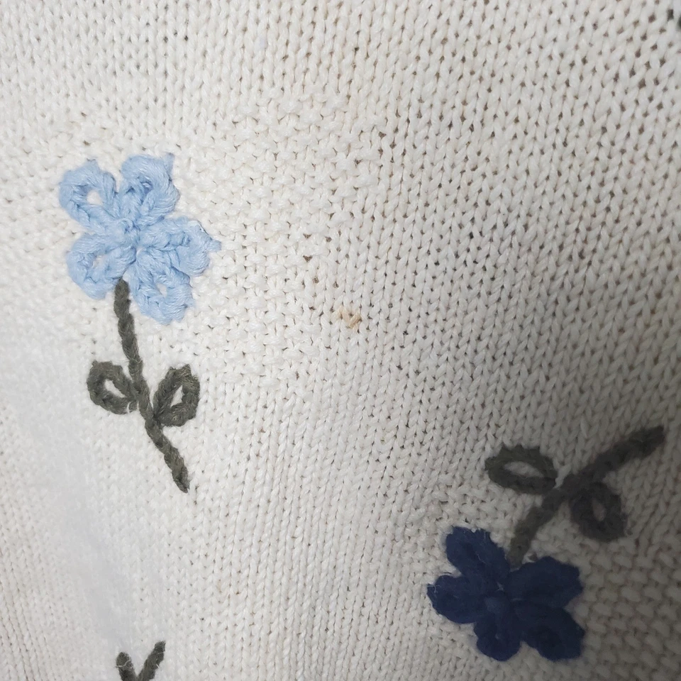 Talbots 手工针织霜花卉贴花开衫毛衣 L 码 Dainty Cottage — 第 4/4 张图片