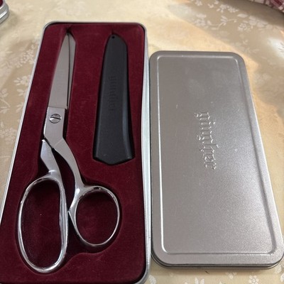 Gingher Chrome Dressmaker Scissors/ Shears with Protective Sheath In Metal Case