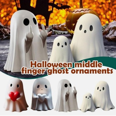 Halloween Ghost Statue Holding Pink Pumpkin Ghost for Living Room Bar Decor