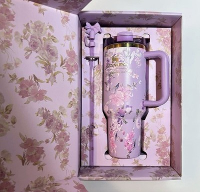 Stanley LoveShackFancy Floral Insulated Tumbler Set Purple Handle Two-Piece
