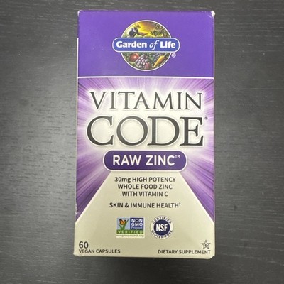 Garden of Life Vitamin Code Raw Zinc 60 Veg Capsules Skin, Immune Health Exp8/27