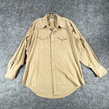 Rockmount Ranch Wear Tru-West Shirt Mens Beige Western Custom Fit Pearl Snap