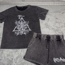 Harry Potter 2-piece PJ Pajama Set Shirt  shorts size small/ medium 4-6 -grey