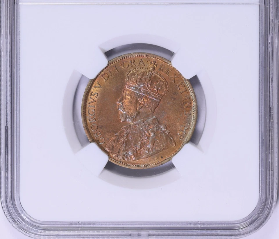 1918 Canada Cent George V NGC MS-64 RB End Roll Toned Album Toning - Image 3 of 4
