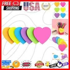 Heart Shape Sticky Notes 6 Color Bright Colorful Sticky Pad 75 Sheets/Pad Sel...