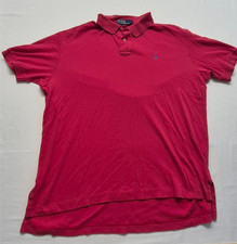 Polo Ralph Lauren men's pink short sleeve polo shirt 100 cotton LG blue logo