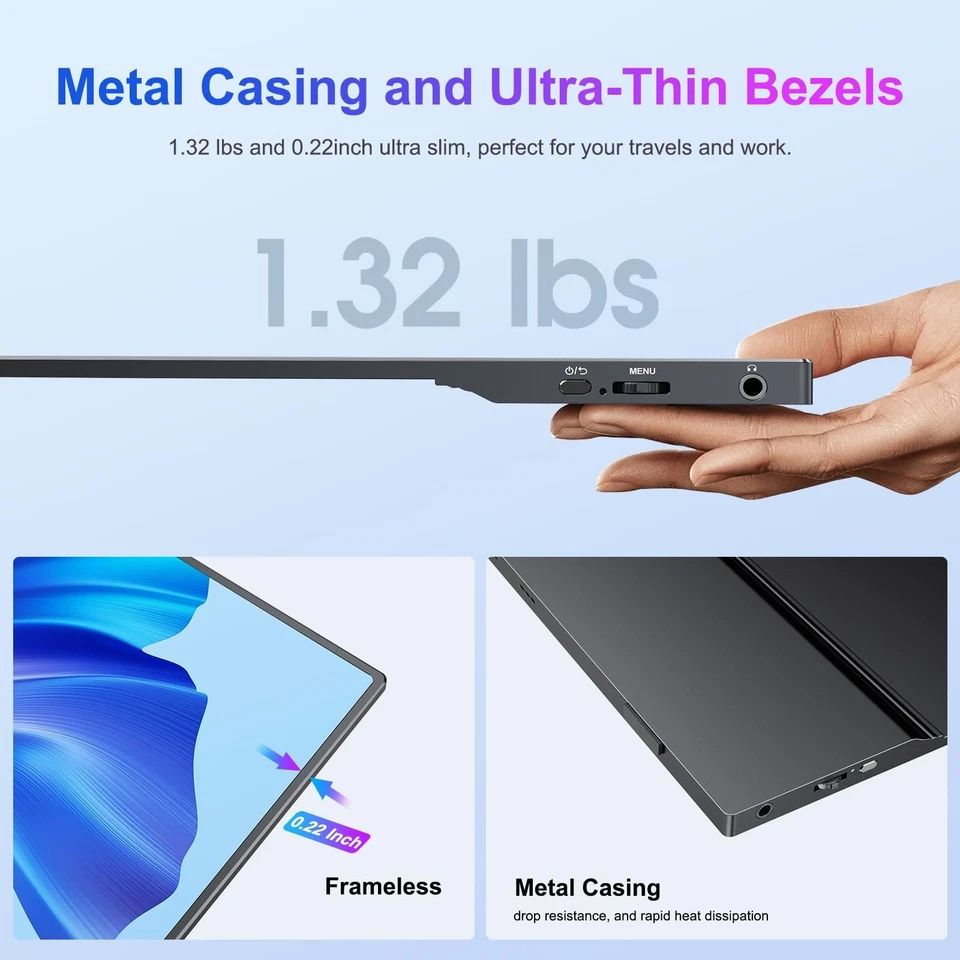 15,6 Zoll Mobiler Monitor 1080P HDR Portabler Monitor IPS Bildschirm für Laptop - Bild 4 von 4
