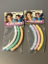 Vintage 1980s Kascades Pastel Banana Hair Clips New Old Stock , 2 Sets Lot