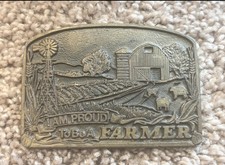 I Am Proud to Be A Farmer Farm Windmill Field Cows Silo Belt Buckle Spec Cast US