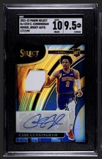 2021-22 Panini Select Silver Cade Cunningham RC Rookie Jersey AUTO /199 Sgc 9.5