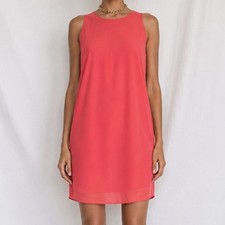 Vintage Y2K 90s Pink Sleeveless Knee Length Pleated Cocktail Shift Dress Size M