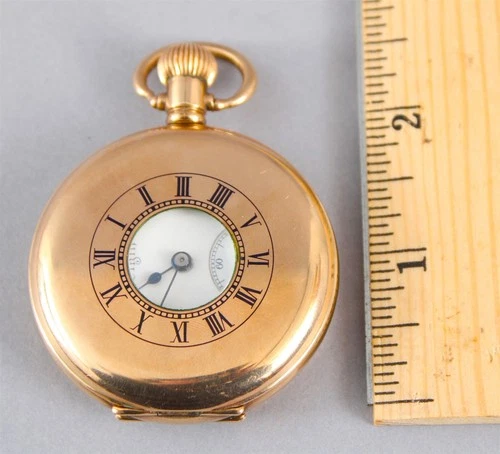 Working Antique Victorian ELGIN Pocket Watch Dennison Star Half Hunter Open Case
