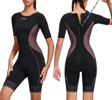 Triathlon Suit for Women Short Sleeve Padded Trisuit Quick-Dry for Swim Bike ...