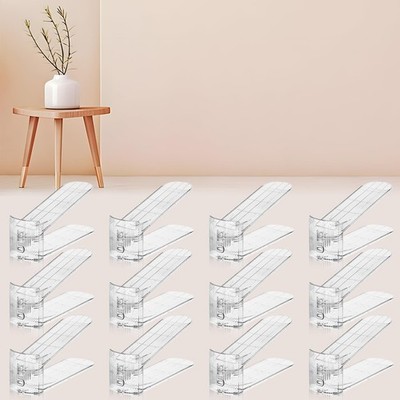 12Pack Shoe Slot Organizer, Stackable Space Saver for Closet, Clear