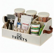 Dog Treat Container 50oz Jars Beige Pet Food Storage Organizer Countertop