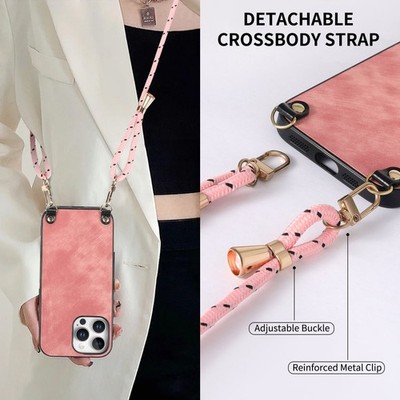 Crossbody Strap Retro Case Fashion Phone Cover For iPhone Samsung Huawei Google