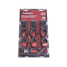 10 Ft. X 1 In. Cam Buckle Tie-down Straps With S-hook Red 4-pack