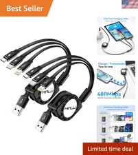 3 in 1 Multi Charging Cable 2Pack 4Ft - USB-C, Micro USB