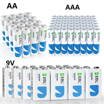 #ad EBL 9V Alkaline Batteries 1.5V AAA AA Batteries Lot of 10Years shelf Life $224.79