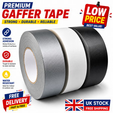 WHITE SILVER BLACK ALL PURPOSE DUCT GAFFER CLOTH TAPE WATERPROOF 2 " 50M