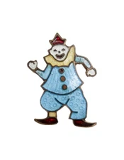 Vintage Hand Crafted Multicolor Enamel Circus Clown Motif Small Pin Brooch