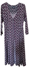 VTG 90 s Starina Faux Front Lace Back Midi Dress M Mixed Print Boho Peasant