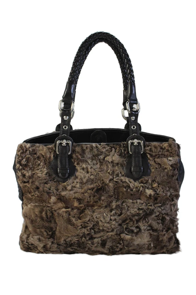 Bolso de Hombro Paolo Masi Mujer Cuero Piel Frontal Tono Plateado Marrón Foto 3 de 4