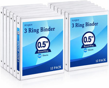 Durable 1/2 Inch 3-Ring Binder, 0.5-Inch round Ring Binder with 2 inside Pockets