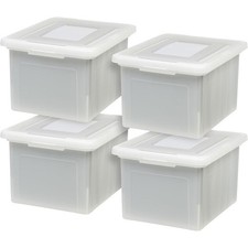 Plastic File Organizer W/ Lid 4 PCS for Letter/Legal File Document Box 35 Qt
