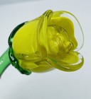 Vintage Art Glass Rose Hand Blown Murano Style Yellow Single Stem Rose Flower