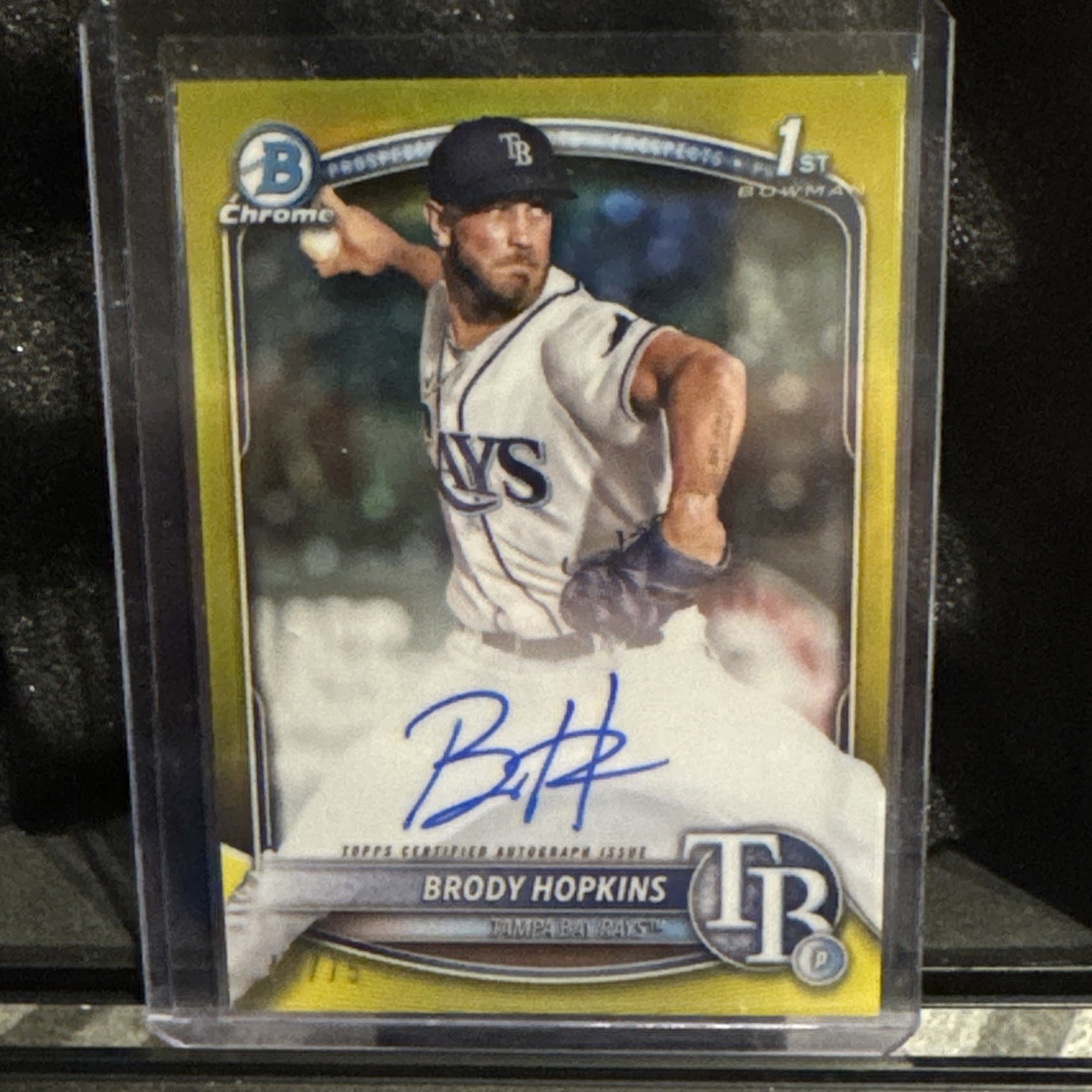 2025 Bowman Chrome - Brody Hopkins /75 Auto Yellow Refractor 1st Bowman #CPA-BH