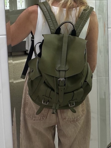 COACH Hudson Backpack Olive Green Leather Lge Unisex Authentic 